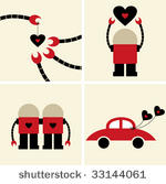 vector robot with heart card