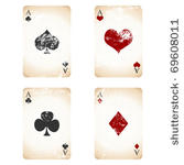 grunge playing cards over white ...