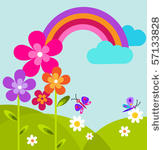 abstract garden with butterfly  ...