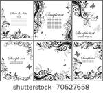 set of floral banner  black and ...