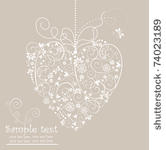 retro postcard with heart shape