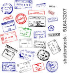 a mix of passport stamps from...