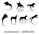 horses and riders silhouettes