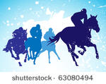 vector race horses and jockeys