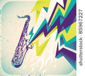modish banner with saxophone....