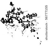 illustration with cherry tree...