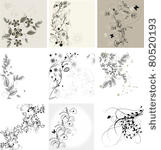 set of floral backgrounds