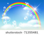 rainbow  sky  clouds  bubbles ...