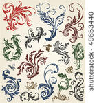 swirl baroque design  vector...