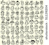 people faces  doodle cartoon...