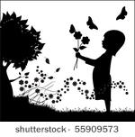 girl holding flowers with...