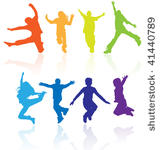 boys and girls jumping vector...