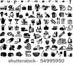 large collection of supermarket ...