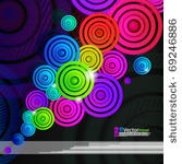 colourful rings on a black...