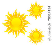 shining sun symbols. vector.