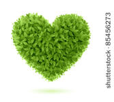 heart symbol in green leaves....