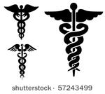 set of medical caduceus
