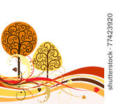 backdrop with swirly trees