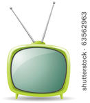 vector green retro tv set