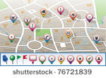 vector city map with gps icons