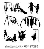 silhouettes children in the park