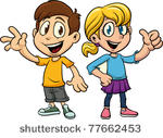 cute cartoon boy and girl. both ...