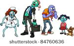 four cartoon zombies. vector...