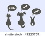 silhouettes of a cat  dog and...