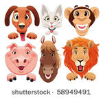 animals portrait. funny cartoon ...