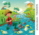 cartoon scene with fisherman...