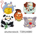 group of funny animals with...