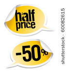 half price sale stickers set in ...