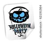 halloween party sticker with...