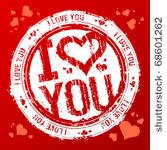 i love you vector rubber stamp.
