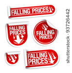 falling prices stickers set.