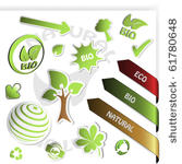 vector set of green stickers  ...