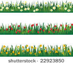 three flower border pieces  ...