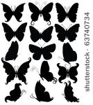 set of silhouettes of a...