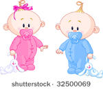 twin baby boy and girl with...