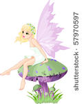 sweet  fairy elf sitting on...