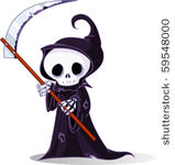cute cartoon grim reaper with...