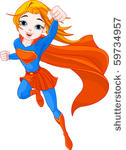 illustration of super hero girl ...