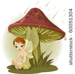 cute fairy wearing rain gear...