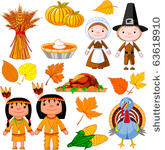 illustrated set of thanksgiving ...