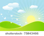 idyllic spring landscape with...