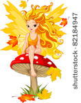 autumn  fairy elf sitting on...