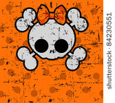 halloween skull with bow on...