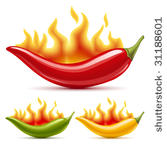 green  yellow and red hot chili ...