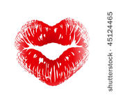 kiss print in the shape of heart