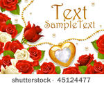 postcard with roses  pearls and ...